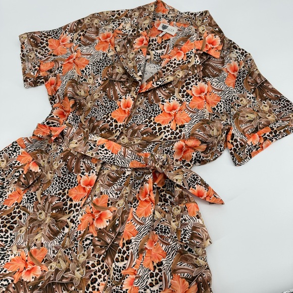 Lita by Ciara Silky Satin Safari Animal Print Utility Romper - Picture 6 of 16